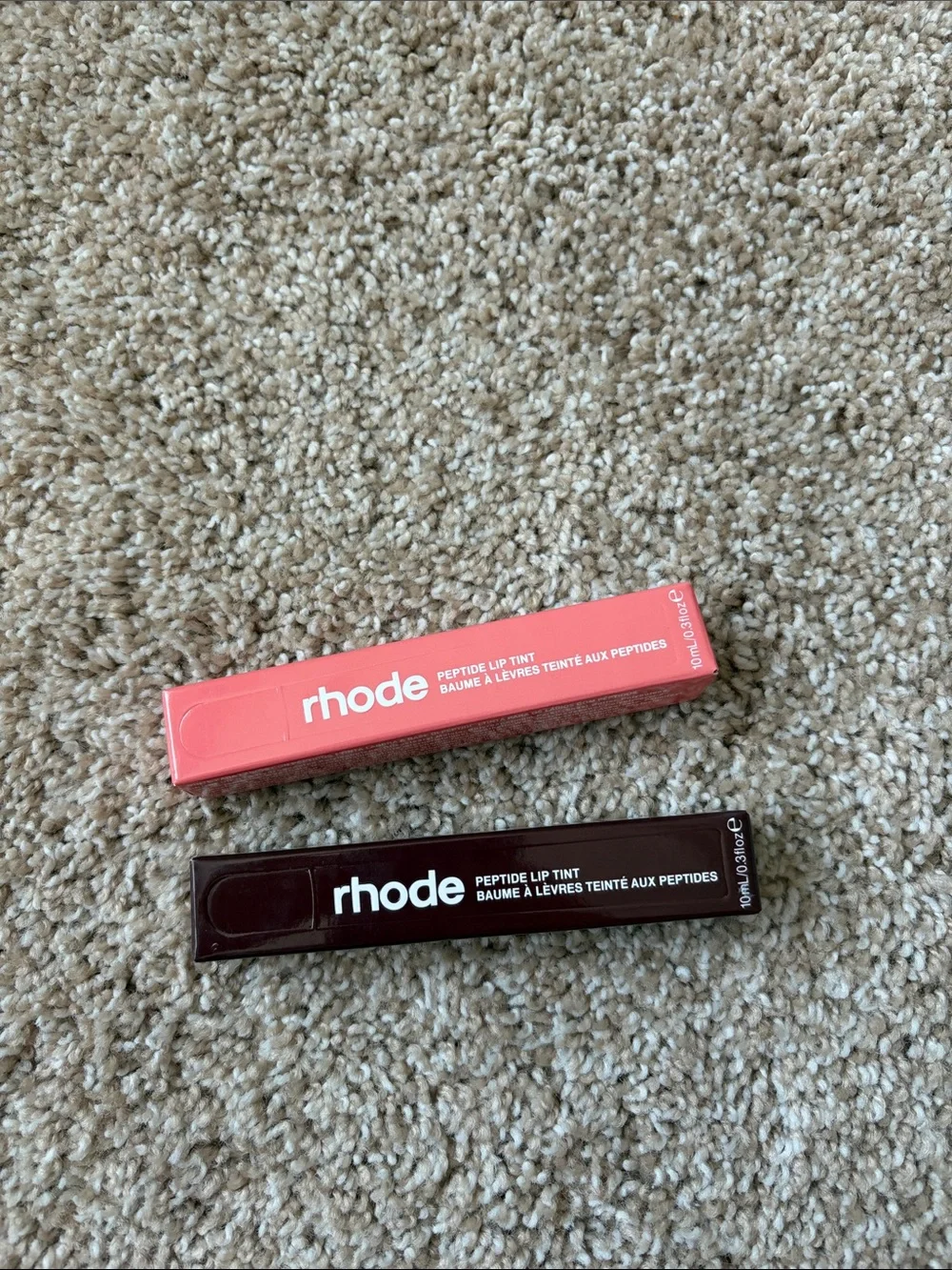 RHODE Peptide Lip Tints — Peach and Espresso